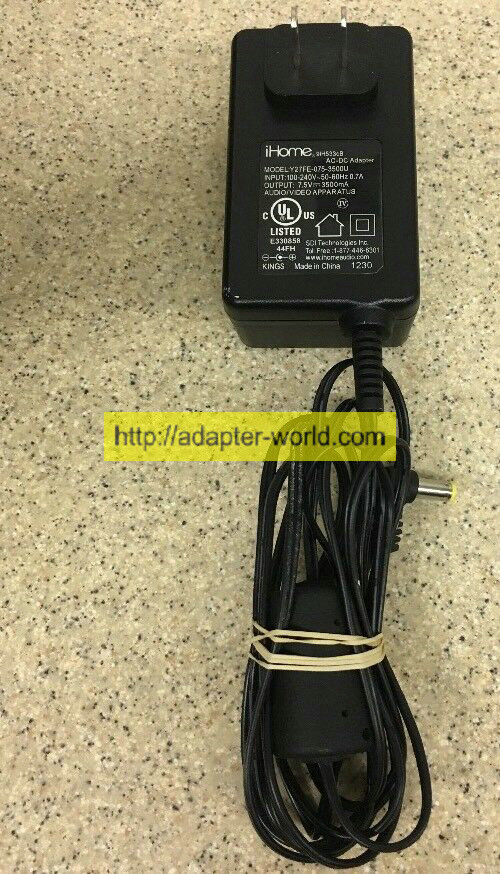 *100% Brand NEW* iHome 9IH508cB 7.5V 3500mA Y27FE-075-3500U/Y27FE-075-3500J AC Power Supply Adapter Charger Fr